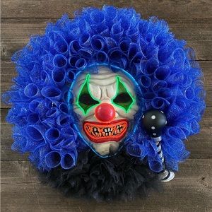 Scary Halloween clown wreath